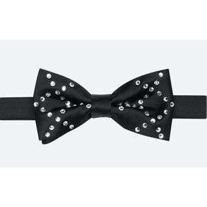 Elegant Black Egara Pre-Tied Crisscross Crystal Bow Tie for Men - Stylish Formal